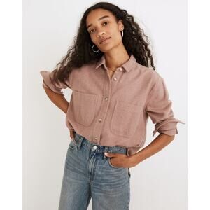 Madewell Flannel Oversized Ex-Boyfriend Swing Shirt Faded Mauve Womens Small